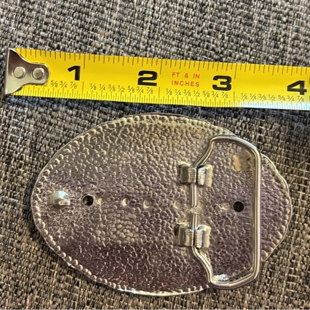 Vintage Flower Leaf Belt Buckle Silver Tone About 3 1/4" - Picture 4 of 5